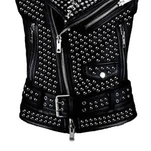 Punk Style Men's <b>Black</b> Canvas <b>Vest</b> with Zippers Belt Closure Plus Size Winter Outer Wear Turn-down Collar Regular Length - Product Image 3