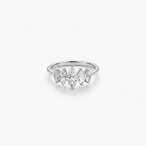 Anillo de Cinco Piedras con Diamante Cultivado en Laboratorio, Corte Marquise, Claridad DEF VS VVS, Oro Sólido de 9K, 10K, 14K, 18K, Certificado IGI, Joyería de Compromiso - Product Image 2