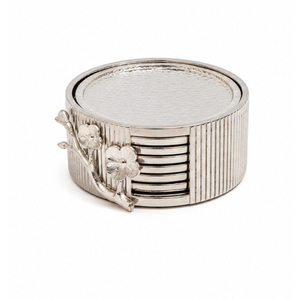 Silver Metal Coasters Set with Holder Ribbed Stainless Steel Drink Coasters for Coffee Table Heavy Duty Metal <b>Cup</b> <b>Mat</b> For Hotels - Product Image 5