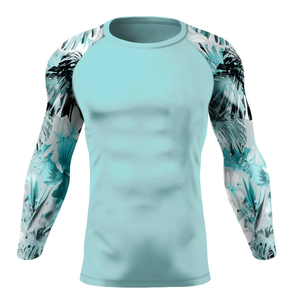 Rashguards de sport MMA pour adultes, noir et bleu, à manches longues, imprimés numériquement, respirants, en Spandex/Polyester, couleurs personnalisées - Product Image 6