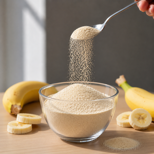 Poudre de banane lyophilisée de qualité export, premium, sucrée, en vrac, 100% poudre de fruits, ingrédient à étiquette propre, Nutrajun 50kg - Product Image 1