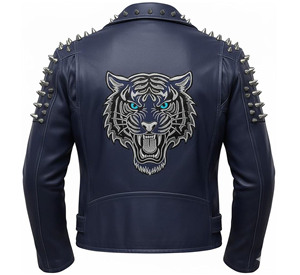 <b>Punk</b> Rock Leather Studded Motorcycle <b>Jacket</b> Battle <b>Jacket</b> Men CowHide Leather <b>jacket</b> Breathable EcoFriendly Casual <b>jacket</b> 4 Men - Product Image 2