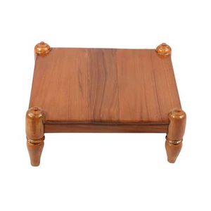 Traditional Handcrafted Wooden Chowki Suitable For Temple Decoration Religious Rituals And Sacred Prayer Events - Product Image 2