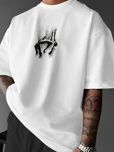 Camiseta Blanca de Algodón para Hombre con Estampado Personalizado, Manga Corta, Estilo Casual, Diseño con Logotipo Frontal, Tejido Transpirable - Product Image 6