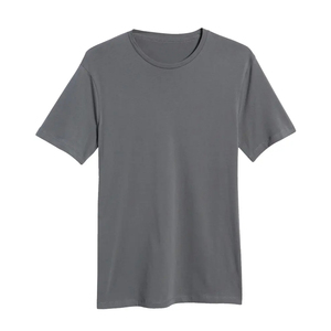 เสื้อยืดแขนสั้นป้องกันริ้วรอย ป้องกันการเป็นขุย สีพื้น ผลิตขายส่ง เสื้อยืดคอกลมผู้ชาย ผ้ายืดสแปนเด็กซ์/โพลีเอสเตอร์ รับผลิตตามแบบ - Product Image 1