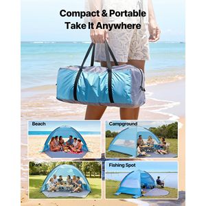 Tenda da Spiaggia per 6 Persone con Protezione UPF 50+, Gazebo Portatile con Borsa per il Trasporto e Tasche per la Sabbia - Product Image 6