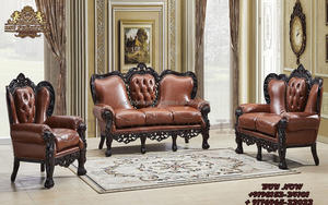 Ensemble de canapés de salon polonais or métallique classique Ensemble de canapés sculptés en bois de teck de qualité supérieure Ensemble de canapés de salon de style victorien - Product Image 4