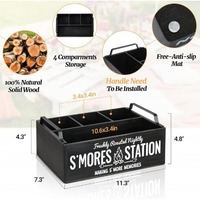 Kit de station à S'mores de luxe pour table avec organisateur, accessoires pour faire griller les guimauves et plateau de service