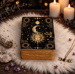 Celestial Sun and <b>Moon</b> Leather Journal, <b>Book</b> of Shadows, Handmade Grimoire, Vintage Diary, Witchy Gift for Her - Product Image 3