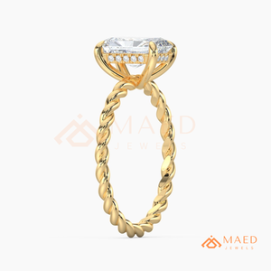 แหวนหมั้นเพชรโมอิสซาไนต์ทรงเรเดียนท์เคลือบทอง 18K เครื่องประดับเจ้าสาวหรูหราสำหรับผู้หญิง สหรัฐอเมริกา - Product Image 6