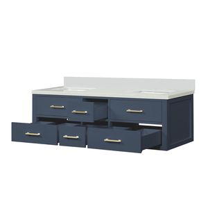 Blu 60 Pollici L X 22 Pollici Mobile Bagno Doppio con Top in Marmo Coltivato - Product Image 4