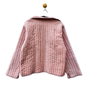 Veste kimono matelassée en velours pour femme, broderie en coton, longueur standard, réversible, ouverte sur le devant, rayures automnales - Product Image 6