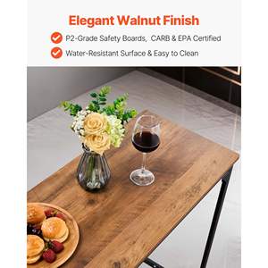 1PCS 53\" Light Brown Black Kitchen <b>Bar</b> <b>Table</b> Tall Dining <b>Tables</b> Rounded Edge Rectangular High Top for Balcony Living Room - Product Image 4