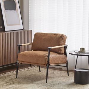 Poltrona Moderna 27.56 con Cuscini Morbidi, Struttura in Metallo Minimalista e Braccioli in Legno per un Soggiorno Accogliente - Product Image 2