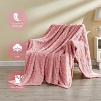 Plaid en flanelle tricotée moderne Baolai Cream, doux, confortable et léger, 100 % polyester avec imprimé floral pour une utilisation toute saison à la maison