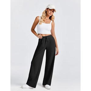Pantalones deportivos de pierna ancha para mujer, pantalones casuales de cintura alta y pantalones largos de corte relajado para tallas pequeñas, regulares y altas - Product Image 3