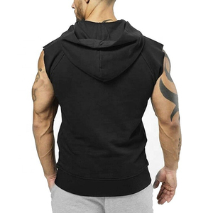 Hoodies sans manches pour hommes, 100% coton, logo uni sur le devant, coupe classique, été - Product Image 2