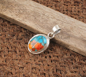 จี้ห้อยคอรูปสี่เหลี่ยมผืนผ้าประดับด้วยหอยมุกหนามธรรมชาติสีเขียวขุ่นทองแดงโบราณ พร้อมตัวเรือนเงินแท้ 925 สไตล์โบฮีเมียน ขายส่ง - Product Image 4