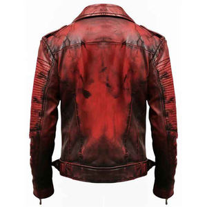 Winter Season Custom 2025 Vintage Sheep Skin Leather Biker <b>Jacket</b> Collarless <b>Gothic</b> Oversized Outdoor Waterproof Breathable Men - Product Image 4