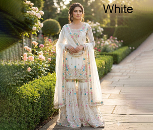 PinkCityBlocks <b>Women's</b> Traditional Sharara Suit Slim Fit Knee-Length Reversible Quick Dry Pure GMY Silk Fabric Party Wedding - Product Image 1