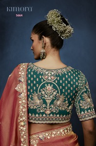 Sari Tradicional Indio Elegante de Última Moda, Adornado con Cuentas de Cristal, Sari Elegante para Fiestas y Bodas para Mujeres - Product Image 3