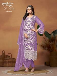 Nuevo conjunto de salwar kameez de organza con bordados de la mejor calidad para festivales, proveedor de Surat, exportador indio. - Product Image 4