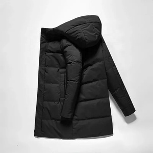 <b>Men's</b> <b>Long</b> Hooded Down Puffer Jacket Windproof Casual Winter <b>Coat</b> Thick Zipper Closure Solid <b>Black</b> <b>Men</b>’s <b>Long</b> Puffer Jacket - Product Image 3