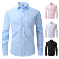 Chemise habillée de luxe pour homme, à manches longues, col boutonné, tissée, coupe ajustée, infroissable et respirante