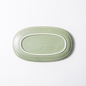 Assiettes ovales en porcelaine vert <span class=keywords><strong>pois</strong></span>, finition mate, style estival, design le plus récent 2026, pour événements traiteur, en céramique, pour servir des plats rafraîchissants - Product Image 5