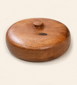 Boîte à chapati en bois avec couvercle, en bois d'acacia écologique, récipient de rangement pour roti, plat rond en bois pour la cuisine - Product Image 2