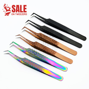Eyelash Tweezers Anti-slippery Comfortable Handle Tweezer Grip Professional Lashing for Volume Lash Extensions Stainless Steel - Product Image 1