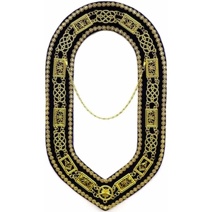 Collier de chaîne Grand Lodge Blue Lodge plaqué or, velours violet, insignes maçonniques, accessoires de cérémonie, insignes fraternels, luxe - Product Image 1