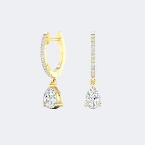 1.20 CTW Pear and Round Diamond Linear Huggie Drop Earrings - Product Image 4