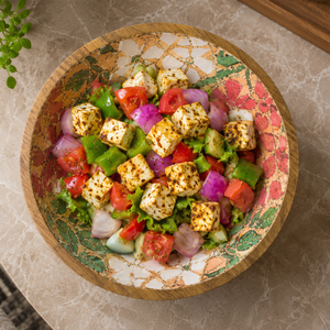 Bol à salade en bois de manguier fait main de qualité supérieure avec finition imprimée en émail floral, bol de service en bois sans danger pour les aliments, décoration de cuisine et de salle à manger, cadeau - Product Image 2