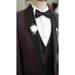 Abito da uomo smoking da sposo taglio italiano Slim Fit giubbotto pantaloni-viola - Product Image 6