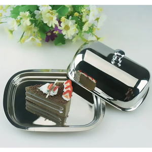 Boîte à beurre en acier inoxydable au design classique avec couvercle, facile à manipuler, idéale pour la table du petit-déjeuner - Product Image 2