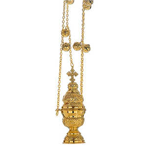Incensario de Latón con 4 Cadenas y 12 Campanas |   Incensario para Iglesia Ortodoxa - DOUBLE VEE EXPORTS - Product Image 1