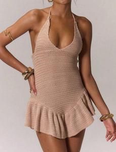 Robe Courte en Crochet Isola avec Volants Peplum, Tricotée à la Main, Style Romper, Dos Nu, pour Femme - Product Image 5