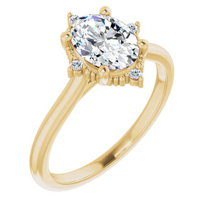 Anillo de compromiso y aniversario clásico chapado en oro macizo de 18 quilates con halo ovalado pequeño y diamante cultivado en laboratorio, certificado IGI VS1 - Product Image 2