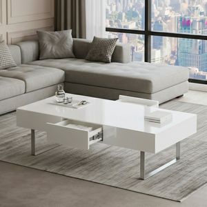 High Gloss <b>White</b> 52.4\" X 26.8\" X 15.6\" <b>Coffee</b> <b>Table</b> - Product Image 1