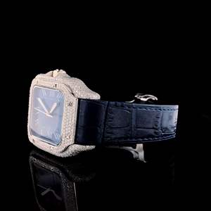 นาฬิกาสี่เหลี่ยมทรงโบราณแบบสั่งทำพิเศษคุณภาพสูงใหม่เอี่ยม ขนาด 40 มม. ประดับเพชร VVS แบบ Iced Out สไตล์ฮิปฮอป ของขวัญสำหรับผู้ชาย - Product Image 2