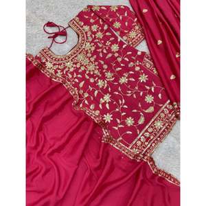 ชุดพลาซโซและ dupatta ที่สวยงามของผู้หญิงพร้อมงานปักลำดับ - Product Image 4