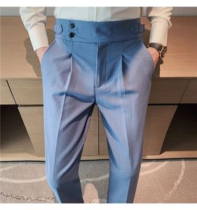 Pantalon de Costume Homme Slim Taille Haute Rayé Style Britannique pour Affaires, Soirées, Mariages et Cérémonies – Collection Automne - Product Image 1