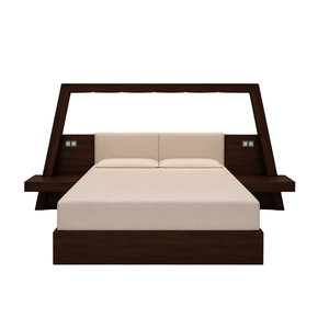 Modern Luxury Hotel <b>Bed</b> <b>Frame</b> with Integrated Nightstands Solid Wood <b>Platform</b> <b>Bed</b> for Resort Villa Bedroom Furniture - Product Image 2