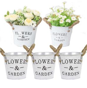 Jardinières rondes en fer galvanisé, best-sellers, pour décorations intérieures et extérieures. - Product Image 5