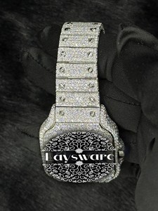 นาฬิกา Laysware Luxury Unisex Hip Hop Moissanite ประดับเพชร VVS หน้าปัดอะนาล็อกแบบโบราณ ดีไซน์ Buss down Iced Out จากอินเดีย - Product Image 3