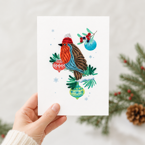 Carte de vœux de Noël personnalisée en quilling d'oiseaux avec enveloppe, vente en gros, carte 3D faite à la main, papeterie, fabricant OEM/ODM - Product Image 4