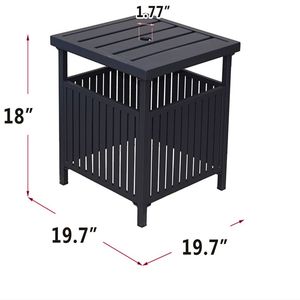 Table de bistrot en acier pour loisirs de plein air avec trou pour parasol, table basse carrée pour patio, véranda, jardin - Product Image 3