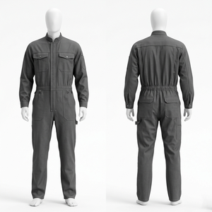Men Safety Coverall Uniform 240 GSM Poly Cotton Twill Orange Reflective Tape Workwear Custom Embroidery Print Woven Label - Product Image 2