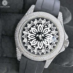 Charm Jewels Luxury Stainless Steel Watch 42mm Round Case Rubber Band Perpetual <b>Calendar</b> Mechanical Movement Analog Dial - Product Image 1